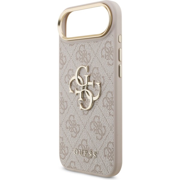 Guess-PU-Leather-4G-Metal-Logo-Gold-Frame-kryt-iPhone-Air-ruzovy