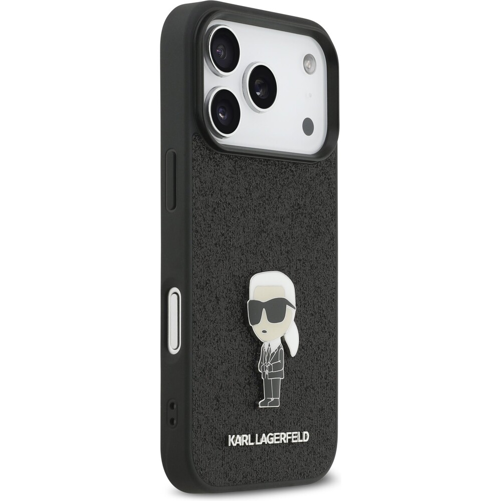 Karl-Lagerfeld-Fixed-Glitter-Metal-Ikonik-kryt-iPhone-17-Pro-cerny