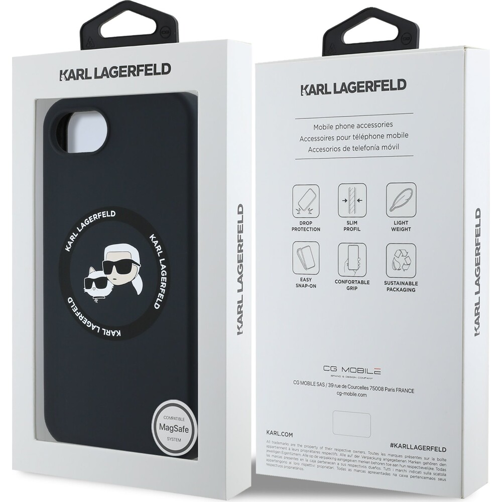 Karl-Lagerfeld-Liquid-Silicone-K-CH-Heads-MagSafe-kryt-iPhone-17e-16e-cerny