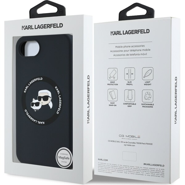 Karl-Lagerfeld-Liquid-Silicone-K-CH-Heads-MagSafe-kryt-iPhone-17e-16e-cerny