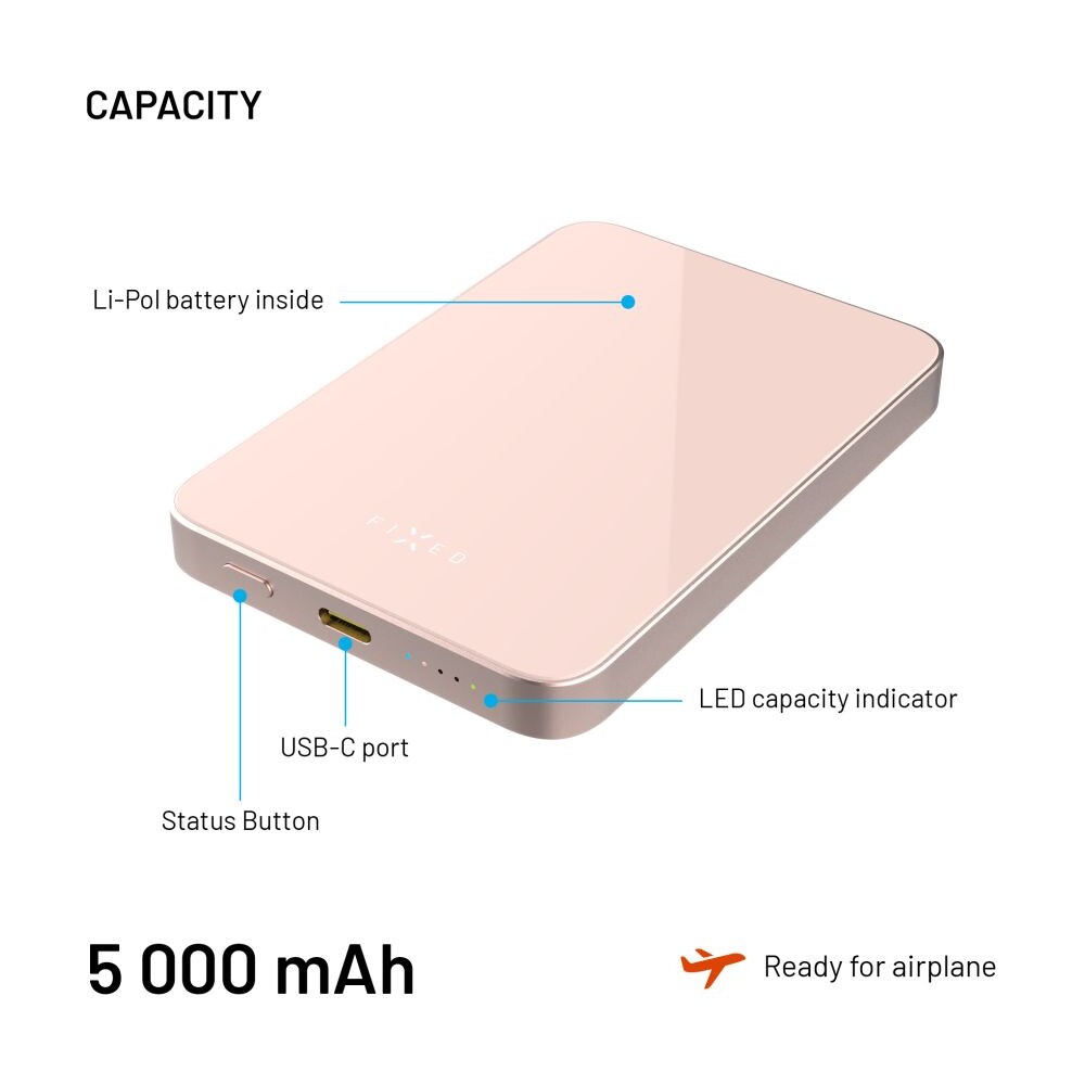 FIXED-MagZen-5-Crystal-MagSafe-Qi2-powerbanka-5000mAh-ruzova