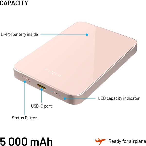 FIXED-MagZen-5-Crystal-MagSafe-Qi2-powerbanka-5000mAh-ruzova