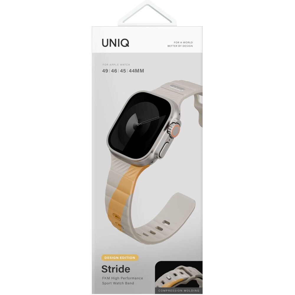 UNIQ-Stride-DE-FKM-reminek-pro-Apple-Watch-49-46-45-44mm-bezovy-zluty